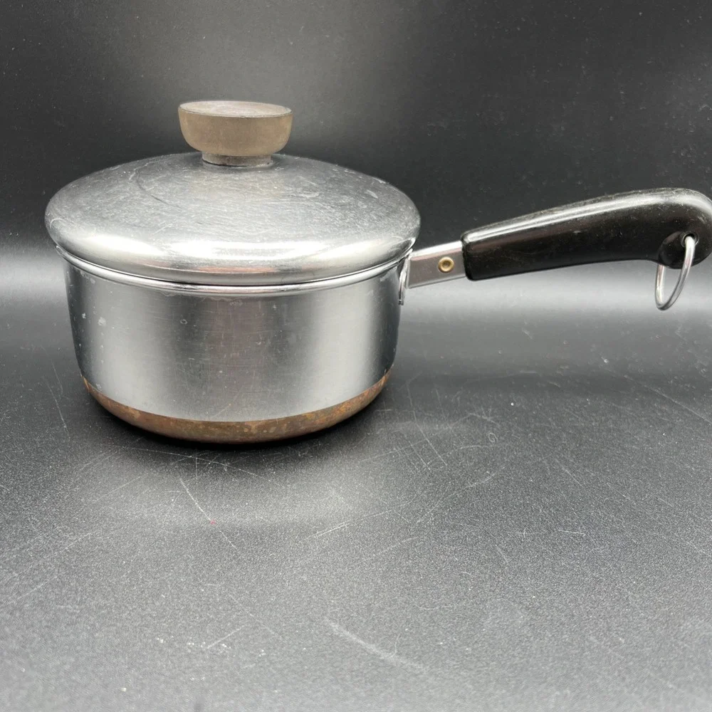 REVERE WARE 1 Qt Saucepan & Lid Copper Bottom USA Clinton Cookware Pot‎ Small